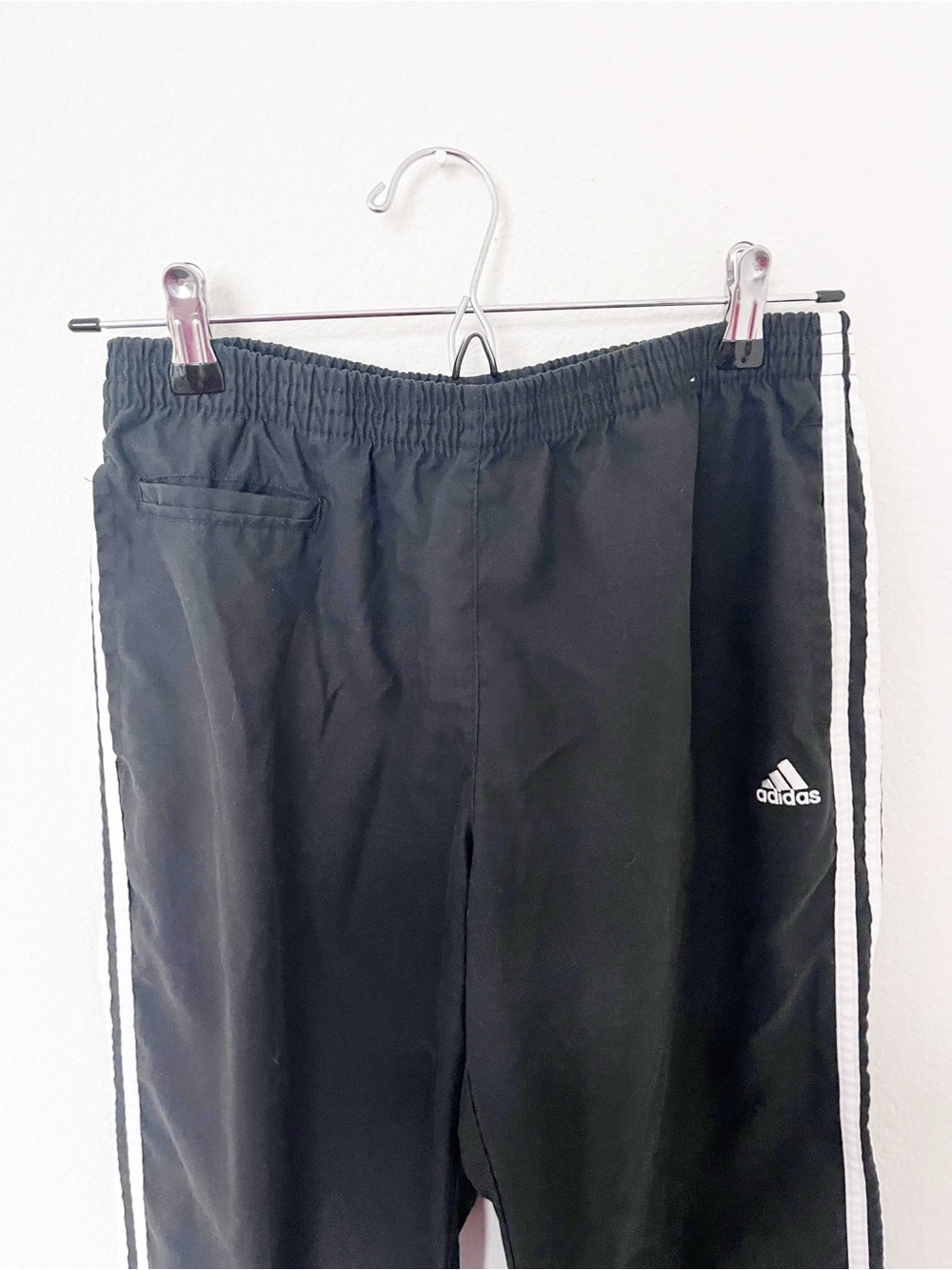Adidas Black 3 Stripe Capri Track Pants Y2K Baggy Joggers Size M - Picture 3 of 5